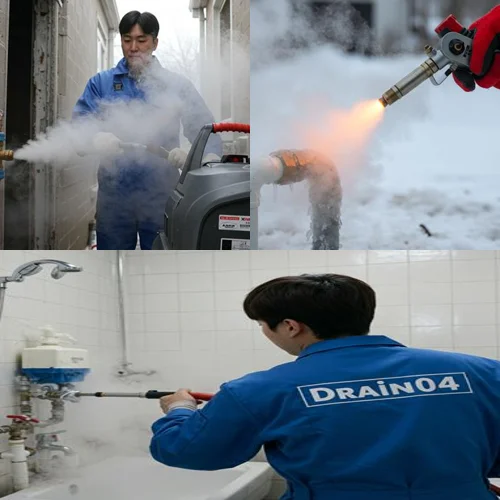 분당 언수도 녹임 하수구 꽁꽁 언 수도 하수구 해결