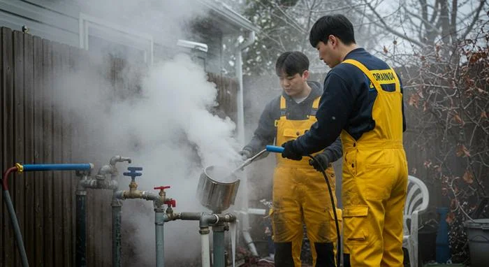 분당 하수구 해빙 얼었을때 녹여서 하수구 뻥 뚫어