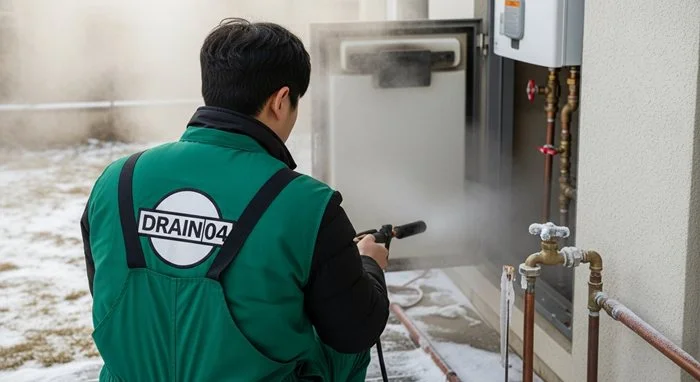 하산운동 언 수도 녹임 해빙 업체 녹여서 하수구 뻥 뚫어