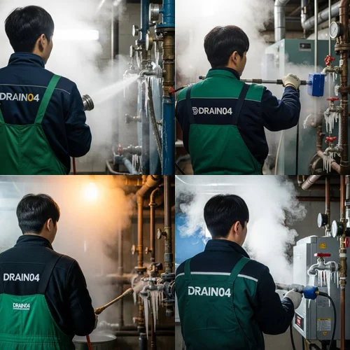 하산운동 해빙 하수도 배관 업체 꽁꽁 언 곳 녹여서 복구