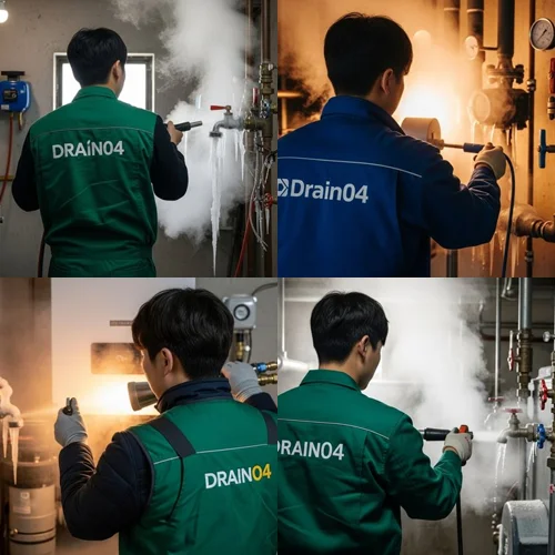 분당 하수구 해빙 얼었을때 꽁꽁 언 하수구 시원하게