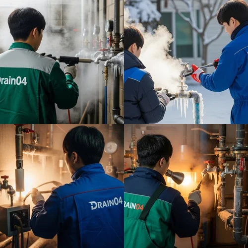 수내동 수도관 동파 하수구 녹여서 불편함 없이 사용