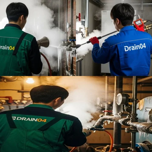 분당 언수도 녹임 하수구 수도관 해빙과 하수구 통수