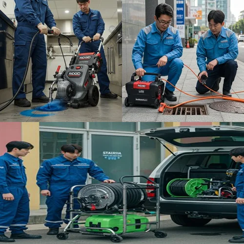 백현동 싱크대 막힘 배수구, 판교 카페거리 상가 주방 기름때 제거 완료! (기쁨)