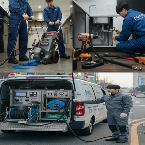백현동 싱크대 막힘 배수구, 판교 카페거리 상가 주방 기름때 제거 완료! (기쁨)