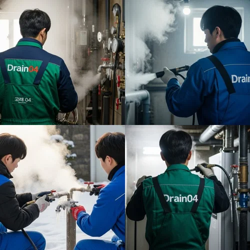 분당 수도관 동파 하수구 하수구 해빙 전문가가 왔어요