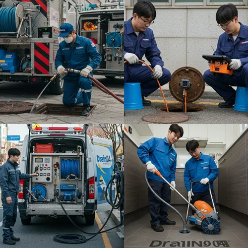 백현동 하수구 뚫음 하수도, 판교 카페거리 상가 기름때 제거 완료!