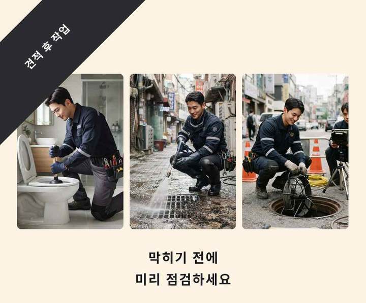 동원동 싱크대 뚫음 시공 전 배관 상태